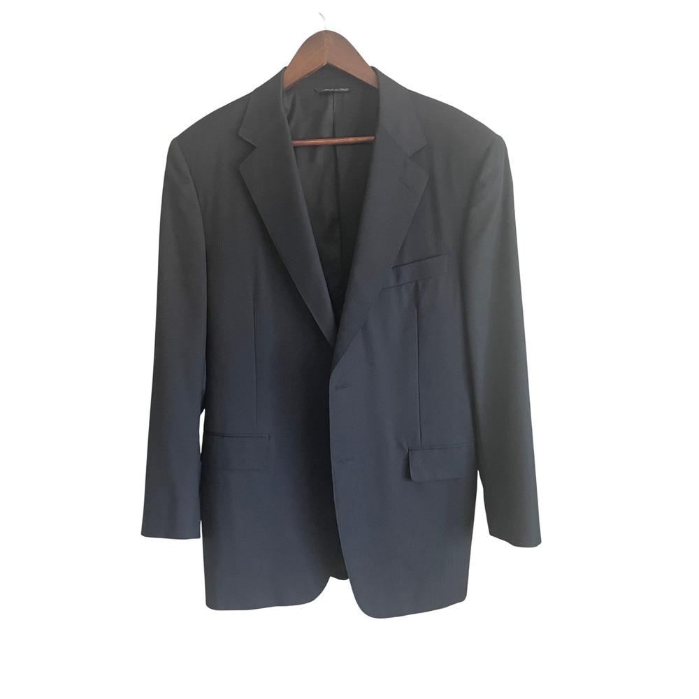 Canali Men's 40R/32W Super 190s Wool Charcoal Shadow Stripe Suit Italy